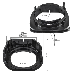 Speaker Rings Adapter Brackets compatible with Mercedes C-Class W202 rear shelf for 165mm DIN speakers