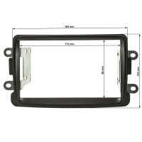 Double DIN radio bezel compatible with Dacia Lodgy Dokker Duster Sandero from 2012 Renault Captur from 2013 black  - B-stock