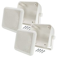 Aufbau Lautsprecher Gehäuse Set für 100x100 mm DIN Lautsprecher weiss Retro KFZ Boot LKW Baumaschinen