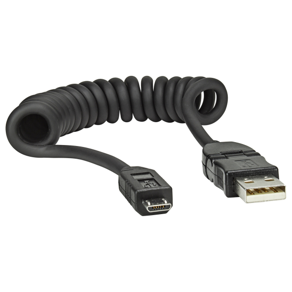 USB 2.0 Type A charging and data cable spiral cable suitable Micro USB length 30-50 cm angled