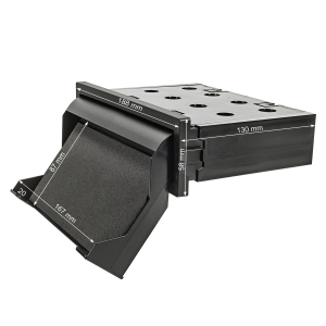 Ablagefach Schacht Kunststoff mit Auflagekante Höhe 58mm schwarz mit abklappbare Klappe für z.B. Handy