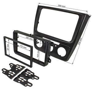 Double DIN radio bezel compatible with Skoda Yeti 5L from 2009 black Fzg. with manual air conditioning - B-Ware