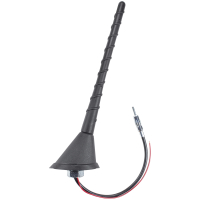 Roof antenna 16V look AM/FM with amplifier rod 18.5cm coiled DIN connector compatible with Audi Opel Seat Skoda VW