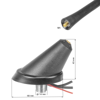 DAB antenna car station wagon roof antenna DAB FM AM FM with amplifier SMB DIN 72 degrees
