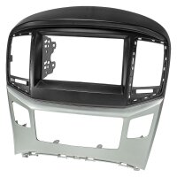 Doppel DIN Radioblende kompatibel mit Hyundai H1 (TQ) Fz. ohne Uhr über OEM Gerät ab 2015 schwarz/silber