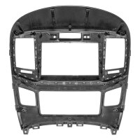Double DIN radio bezel compatible with Hyundai H1 (TQ) vehicles with clock via OEM device from 2015 onwards, black/silver
