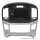 Double DIN radio bezel compatible with Hyundai H1 (TQ) vehicles with clock via OEM device from 2015 onwards, black/silver