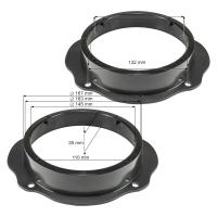 Lautsprecherringe Adapter + Kabel kompatibel mit Ford Focus C-Max Kuga S-Max Fronttür für 165mm DIN Lautsprecher
