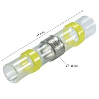 Schrumpf Lötverbinder Hülse Kabelverbinder gelb, Kabel bis 6,0qmm, 100 Stück