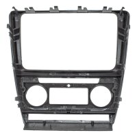 Double DIN radio bezel compatible with Skoda Octavia 1Z automatic climate control 2004-2009 silver metallic