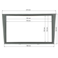 Double DIN radio bezel set compatible with Opel Antara Astra H Zafira B Corsa D Tigra charcoal metallic for China devices 178x103mm