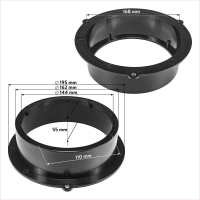 Speaker rings adapter brackets compatible with Audi A4 A5 A6 Q3 Q5 Q7 rear door 165mm