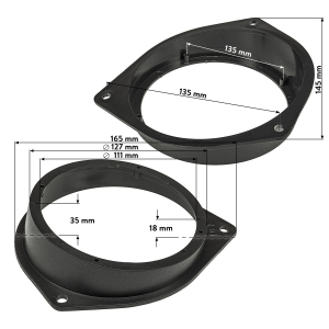 Speaker rings adapter brackets compatible with Citroen Fiat Peugeot Nemo Fiorino Bipper front door for 120mm speakers
