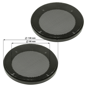 Loudspeaker grille grill for 100mm DIN loudspeaker black 2-piece plastic ring with metal grille set