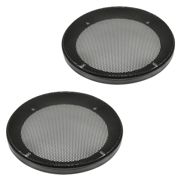 Lautsprecher Gitter Grill f&uuml;r 130mm DIN Lautsprecher schwarz 2-teilig Kunststoffring mit Metallgitter Satz