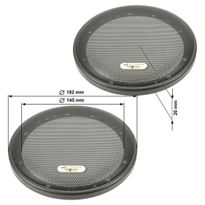 Excalibur speaker grille grill for 165mm DIN speaker black 2-piece plastic ring with metal grille set