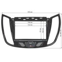 Doppel DIN Radioblende kompatibel mit Ford C-Max DXA ab 2010 Kuga DM2 ab 2012 Piano Lack mit Warnblinkschalter