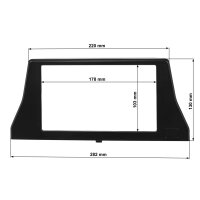 Radio bezel for 9-inch tablet device compatible with Citroën Berlingo, Peugeot Partner, and Opel Combo from 2019 onwards, black, for devices without a drive (short design)