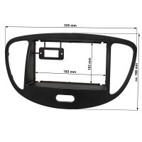 Radioblende für 9 Zoll Tablet Gerät kompatibel mit Hyundai i10 2008-2013 schwarz