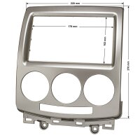 Radio bezel for 9-inch tablet device compatible with Mazda 5 (CR) 2005-2010 silver
