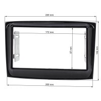 Radio bezel for 9-inch tablet device compatible with Opel Combo 2015 Fiat Doblo 2015 Piano black finish