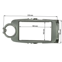 Radioblende für 9 Zoll Tablet Gerät kompatibel mit Toyota Yaris XP13 ab 2011-2017 silber