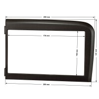 Radio bezel for 9-inch tablet device compatible with Volvo S80 from 1998-2006, black