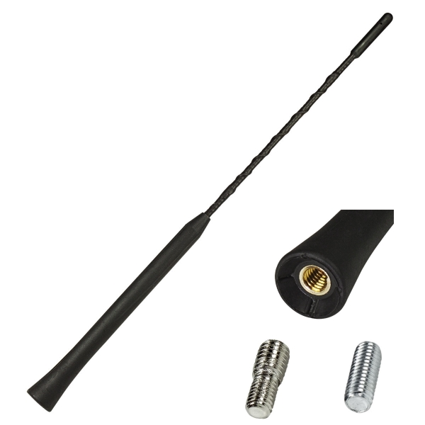 Universal 16V short rod replacement antenna rod replacement radiator short 28 cm (M5 M6) Anti Noise compatible with Audi Opel Seat Skoda VW u.a. black