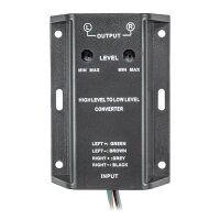 High Low Adapter für Subwoofer Verstärker Umwandler Converter Lautsprecher auf Cinch Pegel regelbar