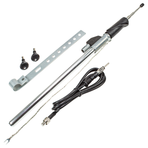 Fender telescopic antenna compatible with VW Golf 3 III Vento chromed 1.5m cable length about 65cm DIN connection