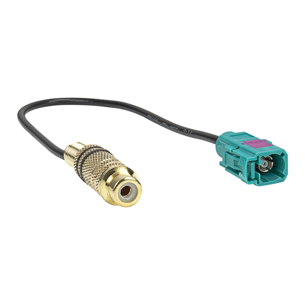 Fakra (F) video adapter coupling to cinch RCA (F) coupling for video input rear view camera