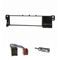 Radio cover set compatible with BMW 3 Series E46 with radio adapter ISO (old round pin connection) antenna adapter DIN