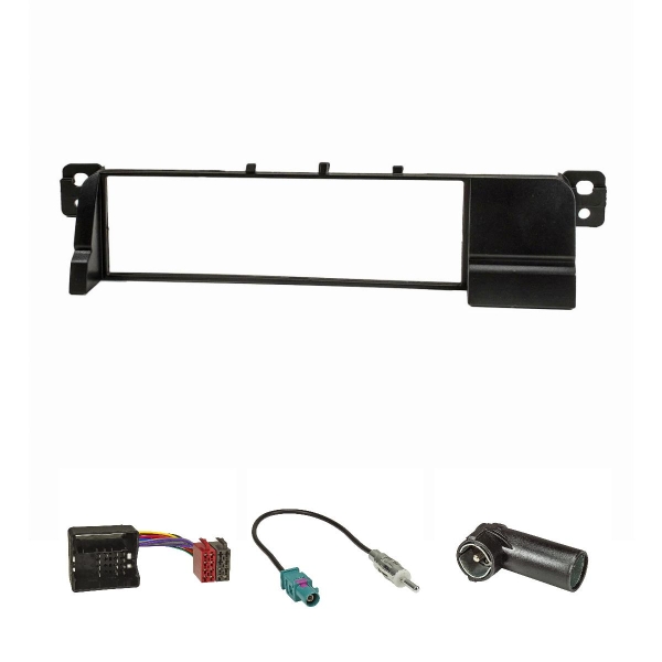 Radio bezel set compatible with BMW 3 Series E46 with quadlock adapter ISO Fakra antenna adapter ISO