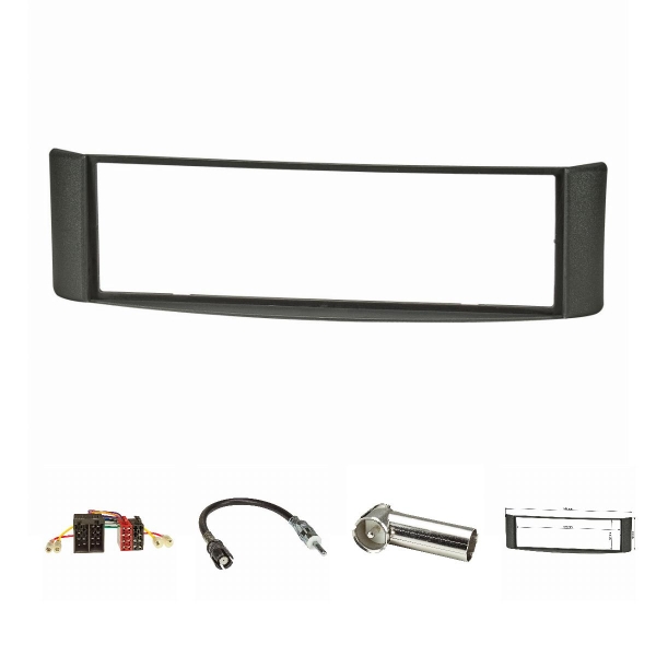 Radio cover set compatible with Smart fortwo (450) My.1998-2007 dark grey with radio adapter ISO Raku2 antenna adapter ISO