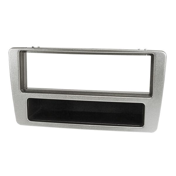 Radio bezel compatible with Honda Civic (2001-2006) vehicles with manual air conditioning silver