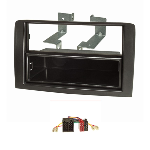 Radioblende Set kompatibel mit Fiat Idea Lancia Musa schwarz mit Radioadapter ISO