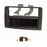 Radioblende Set kompatibel mit Fiat Idea Lancia Musa schwarz mit Radioadapter ISO