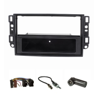 Radio cover set compatible with Chevrolet Aveo Epica Captiva Bj.2006-2011 black with radio adapter ISO antenna adapter DIN ISO
