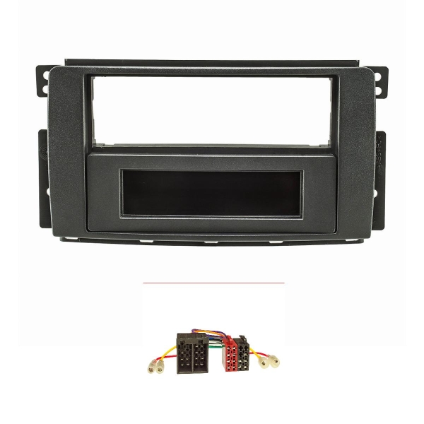Radioblende Set kompatibel mit Smart fortwo (451) forfour (454) anthrazit / schwarz mit Radioadapter ISO