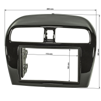 Double DIN Radio Bezel compatible with Mitsubishi Space Star from 2013 Mirage from 2012 Piano black lacquer