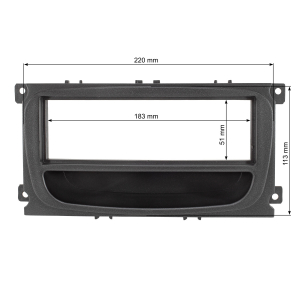 Radio bezel compatible with Ford Focus 2 Mondeo S-Max C-Max Galaxy Kuga black with storage compartment