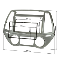 Doppel DIN Radioblende kompatibel mit Hyundai i20 PB ab 2012-2014 dunkelsilber für Fahrzeuge mit automatischer Klimaanlage