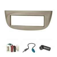 Radio cover set compatible with Renault Twingo II ab Bj.2012 gray with radio adapter ISO Fakra antenna adapter ISO DIN