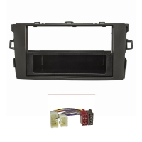Radioblende Set kompatibel mit Toyota Auris E150 schwarz mit Radioadapter ISO